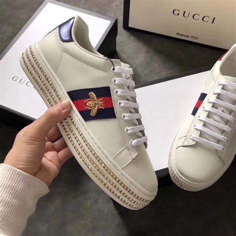 gucci white crystal sneakers|Gucci jeweled sneakers price.